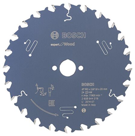 Bosch Ahşap Daire Kesme Bıçağı 160*20 mm 24 Diş Expert 2608644019